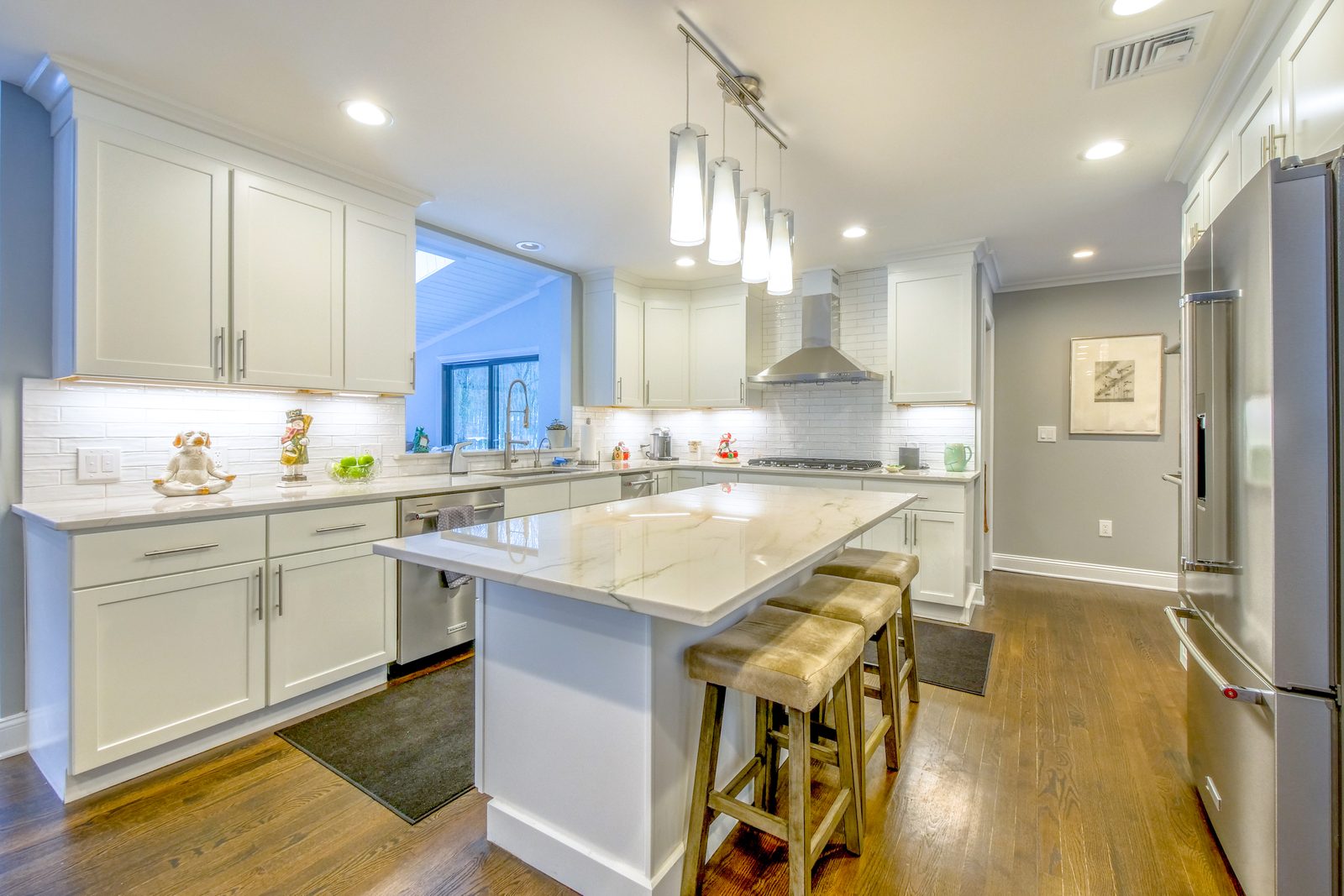 GeoBrix kitchen remodel with marble island